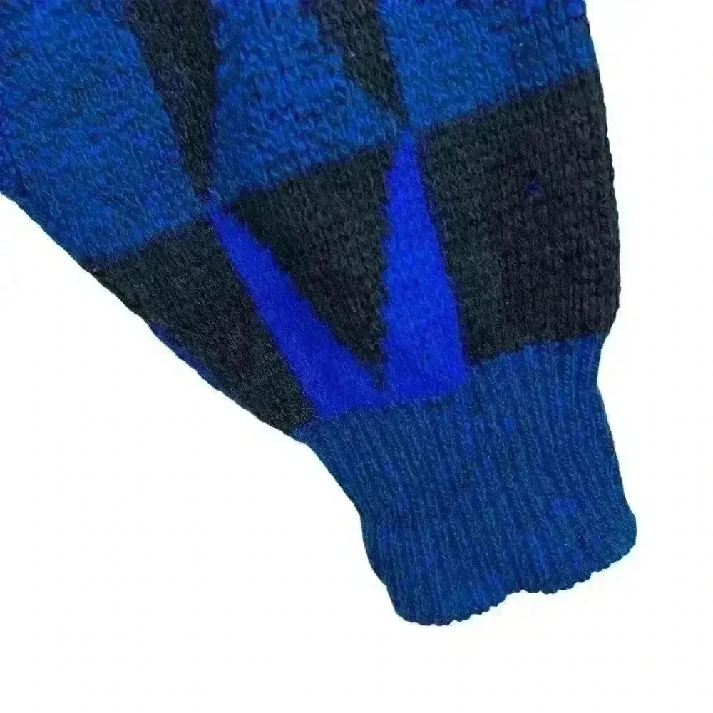 Bronzini Men's Blue Black Geometric Pullover Sweater Size‎ 1X 80s 90s Baggy - Picture 5 of 7